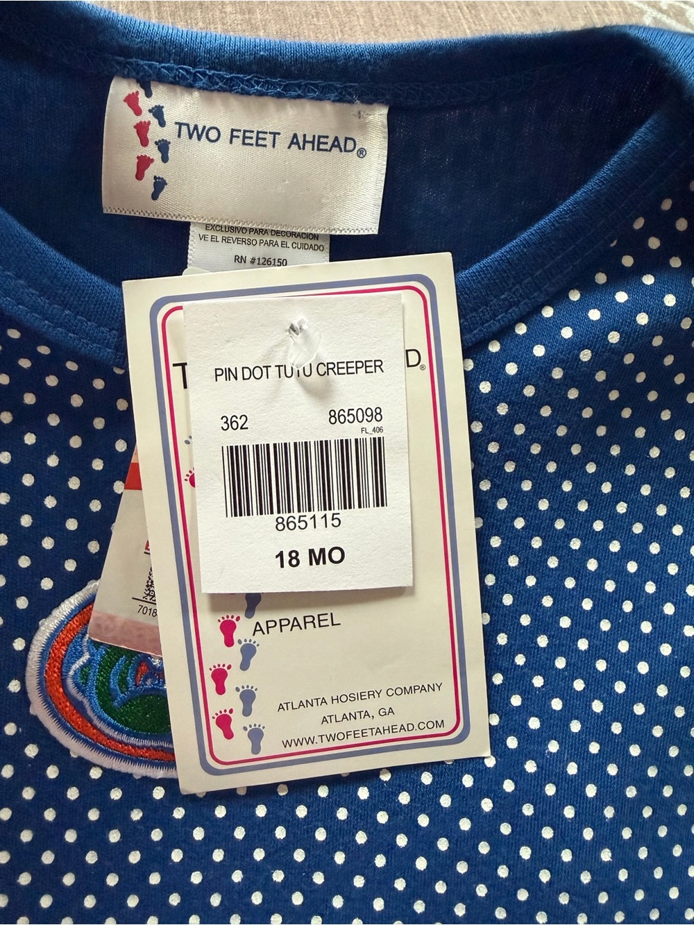 Florida Gators Blue Polka Dot Tutu Baby Onesie Size 18 months - Picture 6 of 7
